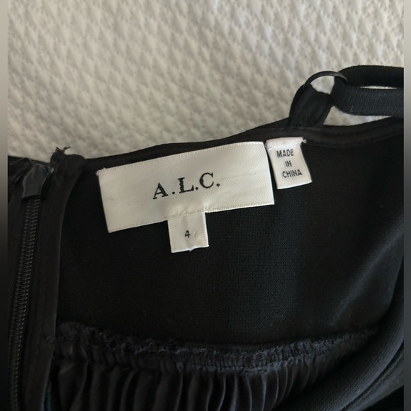 ALC Black Dress with Pleated Skirt & Belt - Picture 3 of 7